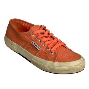 Superga Orange Upper Off-White Sole Size 7 lace-Up Sneakers